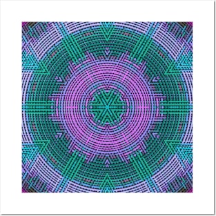 Weave Mandala Blue and Pink Posters and Art